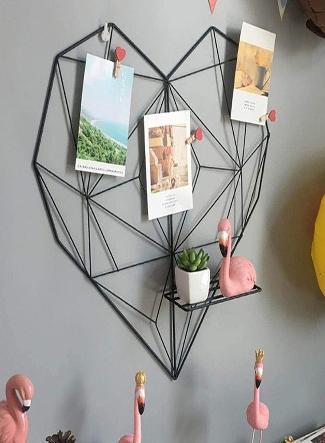 PIKIFY Metal Heart-Shaped Photo Grid Frame for Wall [19 * 19INCH] Clip Holder Frame (Black) - Image 3