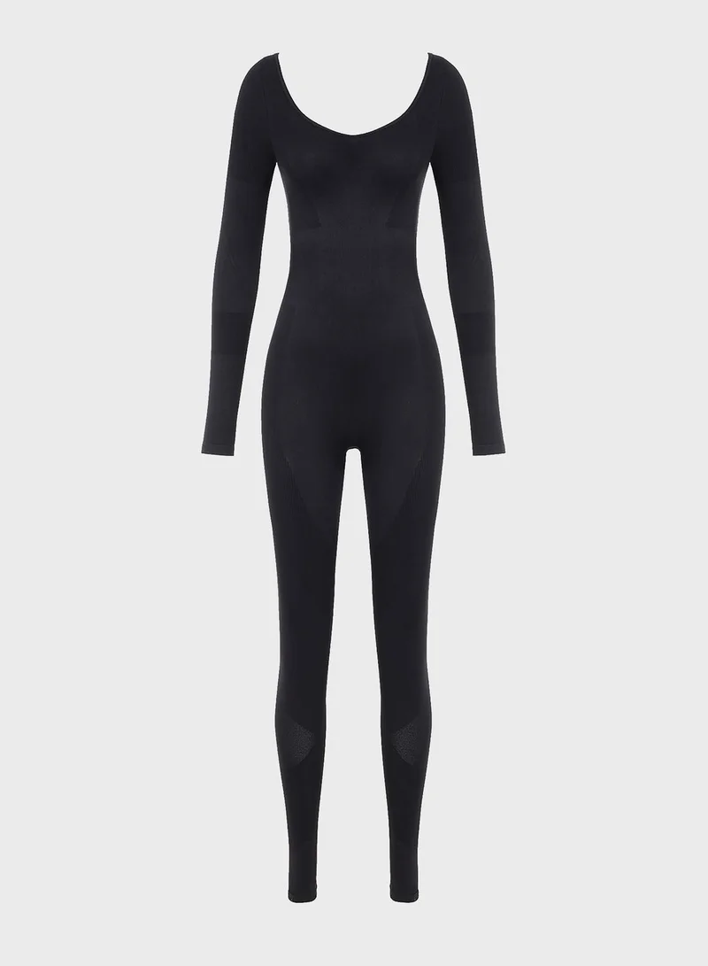 Nocturne Scoop Neck Ribbed Jumpsuit