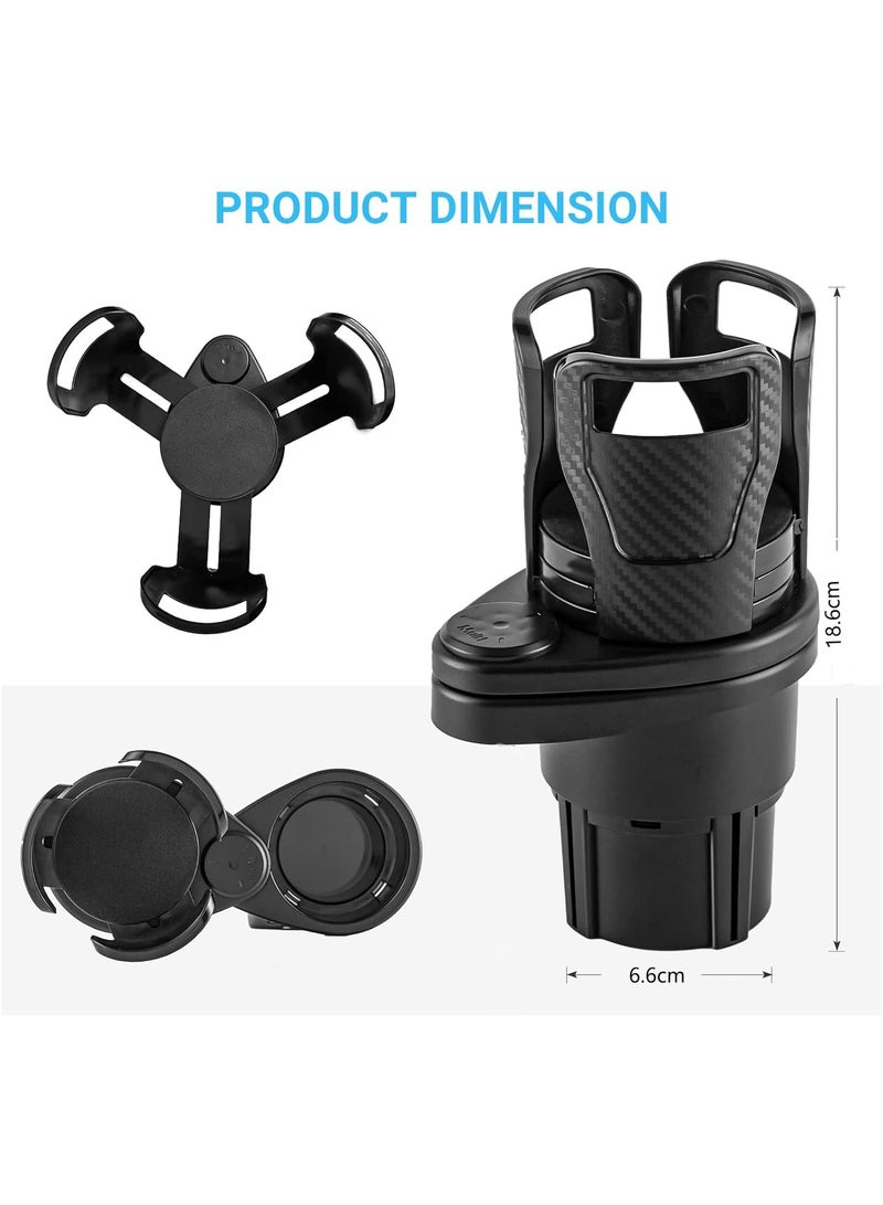 اليكليڤ حامل أكواب السيارة ، موسع حامل أكواب السيارة مع قاعدة دوارة قابلة للتعديل بزاوية 360 درجة ، موسع حامل كوب مزدوج 2 في 1 للسيارة ، حامل مشروب بحجم قابل للتعديل متوافق مع معظم السيارات والزجاجات - Image 3