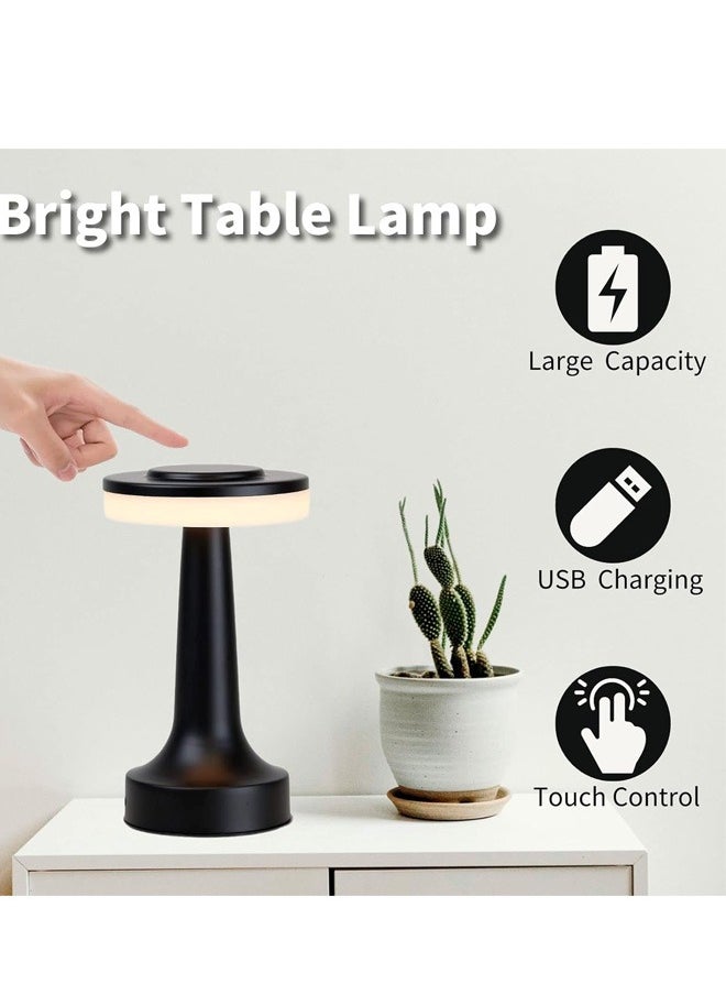 Taimi - Cordless Metal Portable Table Lamp with Rechargeable Touch Sensor Black - Image 1