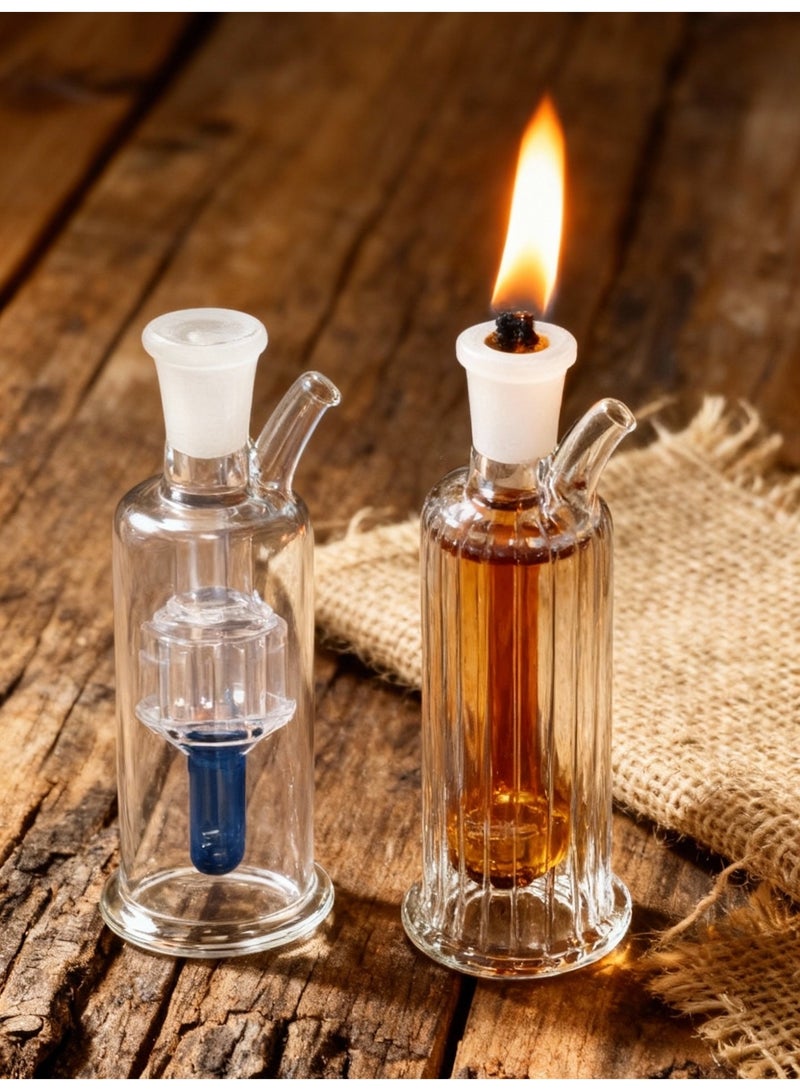 مصباح زيت زجاجي ممتاز مقاوم للحرارة، زجاجة مزهرية زجاجية مصنوعة من مادة البورسليكات عالية الجودة للاستخدام طويل الأمد، مزهرية زجاجية شفافة (لون عشوائي)