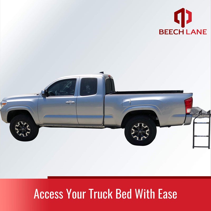 Beech Lane Pickup Truck Tailgate Ladder - Universal Fit, Stainless Steel Self Drilling Hex Screws for Easy Install, Durable Aluminum Step Grip Plates, and Sturdy Rubber Ladder Feet - Image 2