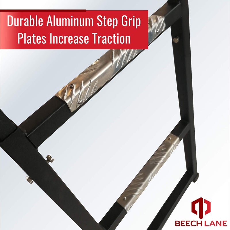 Beech Lane Pickup Truck Tailgate Ladder - Universal Fit, Stainless Steel Self Drilling Hex Screws for Easy Install, Durable Aluminum Step Grip Plates, and Sturdy Rubber Ladder Feet - Image 3
