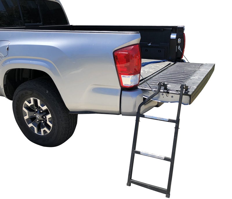 Beech Lane Pickup Truck Tailgate Ladder - Universal Fit, Stainless Steel Self Drilling Hex Screws for Easy Install, Durable Aluminum Step Grip Plates, and Sturdy Rubber Ladder Feet - Image 1