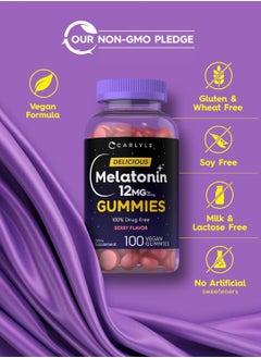 CARLYLE Melatonin 12mg, Berry Flavor, 100 Vegan Gummies  - Image 4