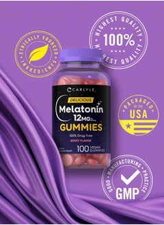 CARLYLE Melatonin 12mg, Berry Flavor, 100 Vegan Gummies  - Image 5