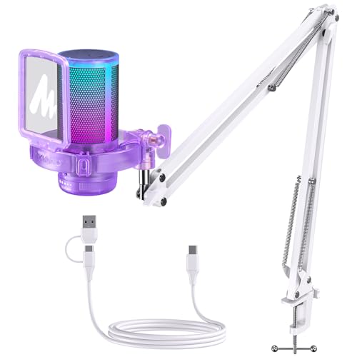 MAONO USB Gaming Microphone with Noise Cancellation RGB Condenser Microphone for Streaming Podcasts Twitch YouTube Discord PC Computer Mac PS4 PS5 DGM20S Purple - Image 1