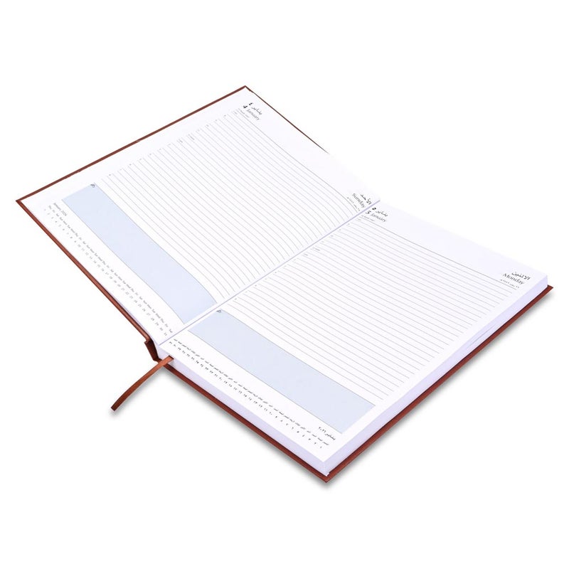 FIS 2026 A4 Diary, 210x297mm Size, 1 Side Padded Vinyl Cover, 1 Day a Page Format, Arabic/English, 60gsm White Paper, Brown Cover-FSDI42AEN26BR - Image 3