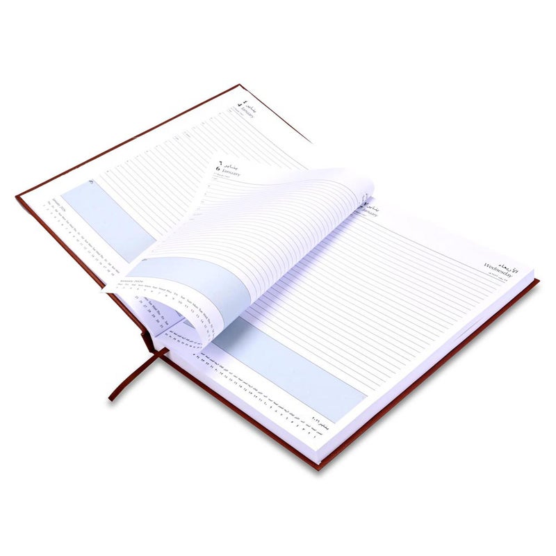 FIS 2026 A4 Diary, 210x297mm Size, 1 Side Padded Vinyl Cover, 1 Day a Page Format, Arabic/English, 60gsm White Paper, Brown Cover-FSDI42AEN26BR - Image 4