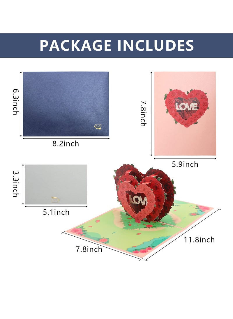 Rose Heart Pop Up Card Greeting Cards Handmade 3D Paper Popup for Gifts Mother's Birthday Wedding Anniversary Cover with Note and Envelope - pzsku/Z10EDCEB068975DF9CED8Z/45/_/1698648691/e7134d9b-e465-4369-87b2-7ac185e2e03e