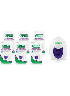 جم خيط تنظيف الأسنان المتوسع GUM Deep Clean - خيط تنظيف الأسنان المنسوج المشمع - إزالة فعالة للبلاك للأسنان الضيقة - بدون نكهة (عبوة من 6 قطع)  - Image 1