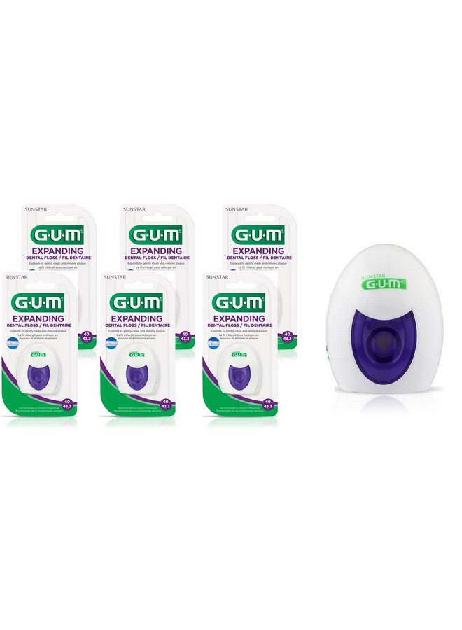 GUM Deep Clean Expanding Dental Floss - Waxed Woven Floss - Effective Plaque Removal for Tight Teeth - Unflavored (6pk) - Image 1