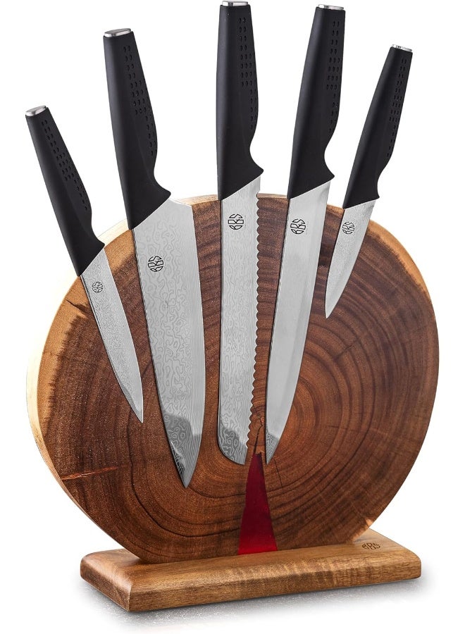 BS طقم سكاكين مطبخ بلس و إس بريميوم 5 قطع مع حامل خشبي - Image 1