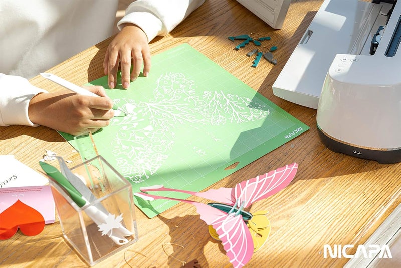 NICAPA سجادة قطع بقبضة قياسية لـ Cricut Maker 3/Maker/Explore 3/Air 2/Air/One (12x12 بوصة، 2 قطعة) سجادات قطع لاصقة قياسية خضراء لاستبدال التلحيف - Image 2