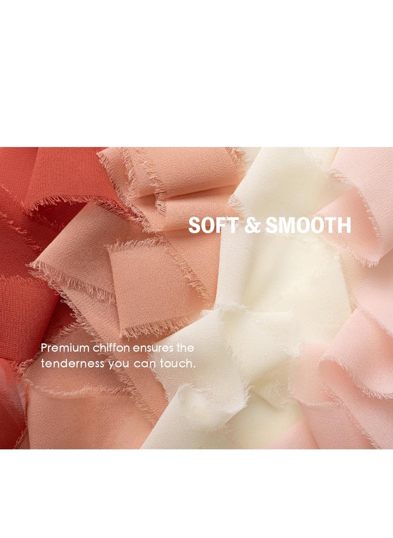 XiuWoo 9 Rolls Assorted Mixed Handmade Chiffon Silk Ribbon Fringe Frayed Edges Ribbons for Wedding Invitations Bridal Bouquets Gifts Wrapping Crafts Holiday Decor, 4cm*5m  - Image 3