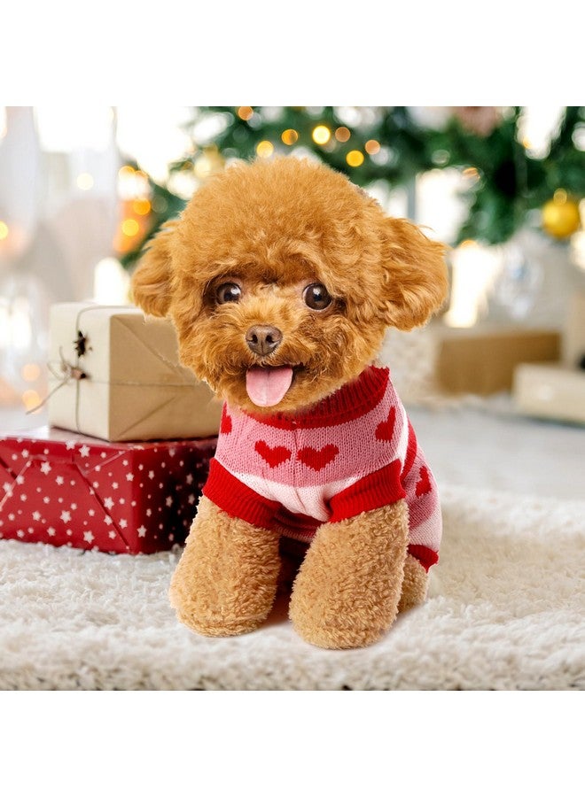 Rbenxia Heart Knitted Sweater Warm Dog Clothes Winter Outfits for Small Puppy Cat Pets (Red, M) - Image 5