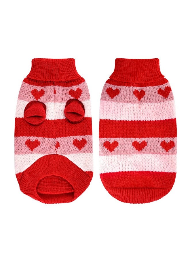 Rbenxia Heart Knitted Sweater Warm Dog Clothes Winter Outfits for Small Puppy Cat Pets (Red, M) - Image 2