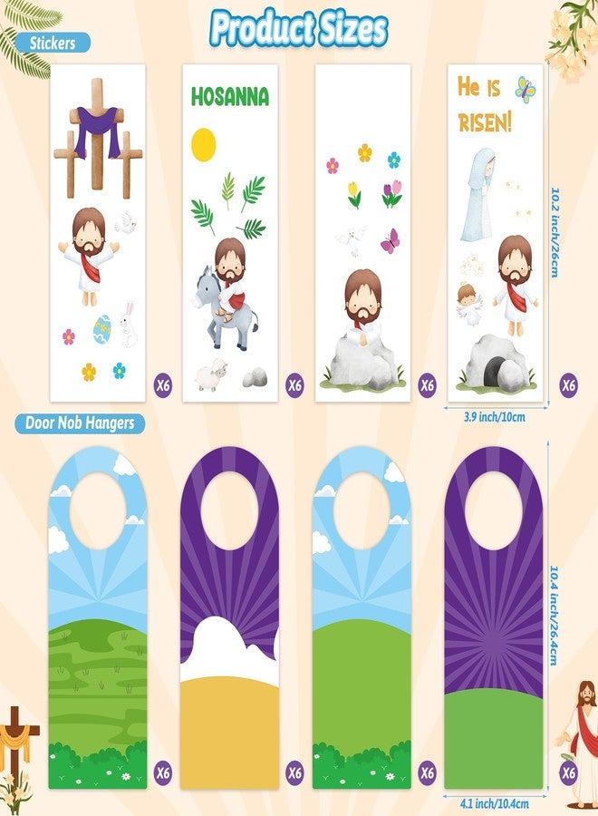 JAPBOR Easter Religious Sticker Craft Kit - 48PCS Make He Lives Jesus Scenes Doorknob Hanger Crafting for Kids Children, DIY Christian Resurrection Door Knob Art Project for Classroom Sunday School - Image 2