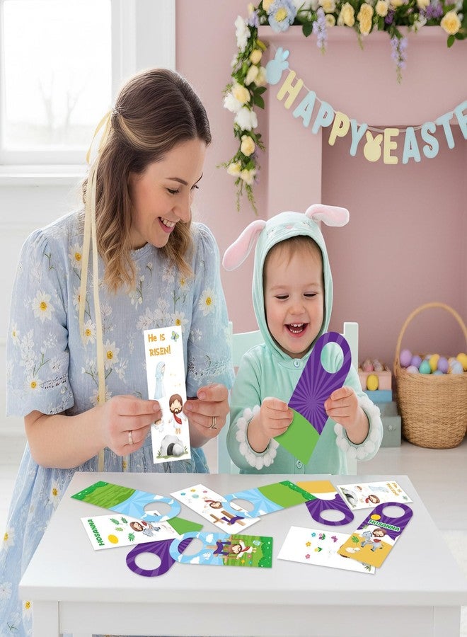 JAPBOR Easter Religious Sticker Craft Kit - 48PCS Make He Lives Jesus Scenes Doorknob Hanger Crafting for Kids Children, DIY Christian Resurrection Door Knob Art Project for Classroom Sunday School - Image 4