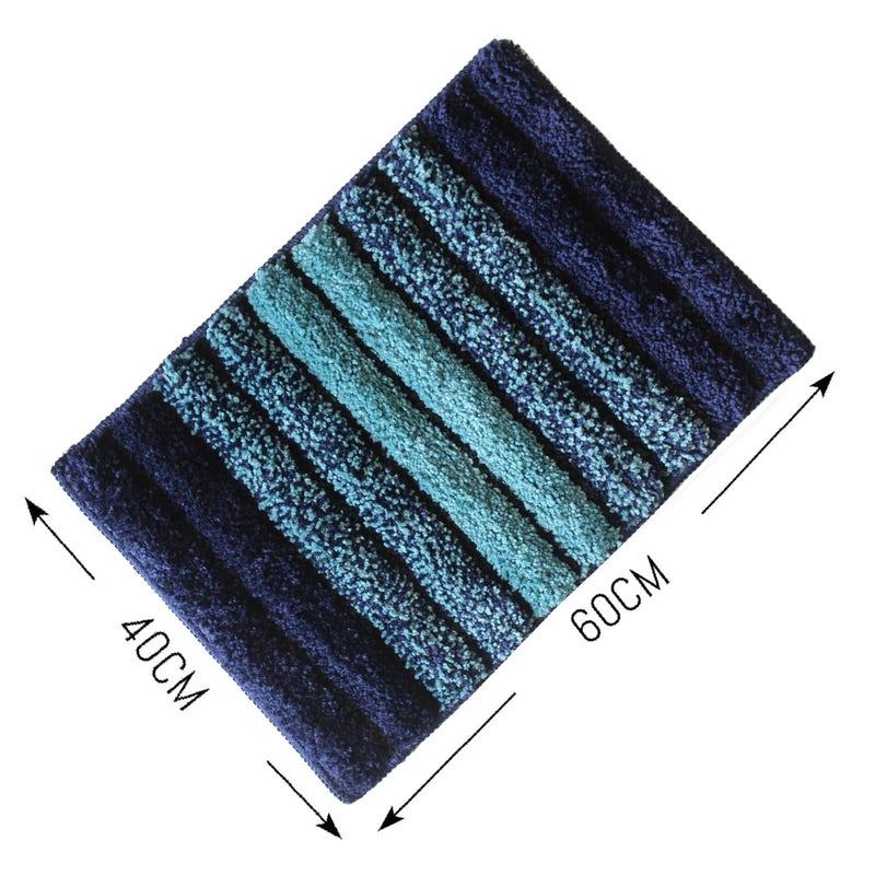 RISH Microfiber Striped Anti Skid doormats Blue Red 60x40 CmRectangle Pack of 2 - Image 3