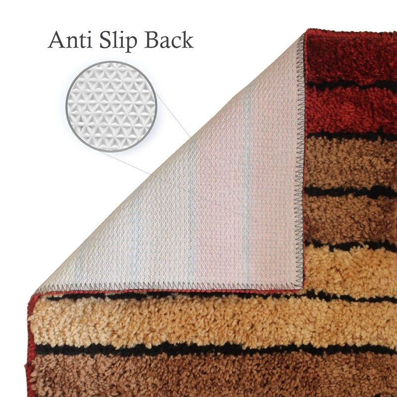 RISH Microfiber Striped Anti Skid doormats Blue Red 60x40 CmRectangle Pack of 2 - Image 5