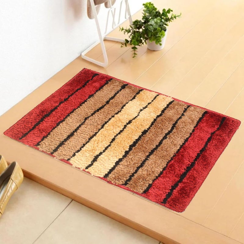 RISH Microfiber Striped Anti Skid doormats Blue Red 60x40 CmRectangle Pack of 2 - Image 4