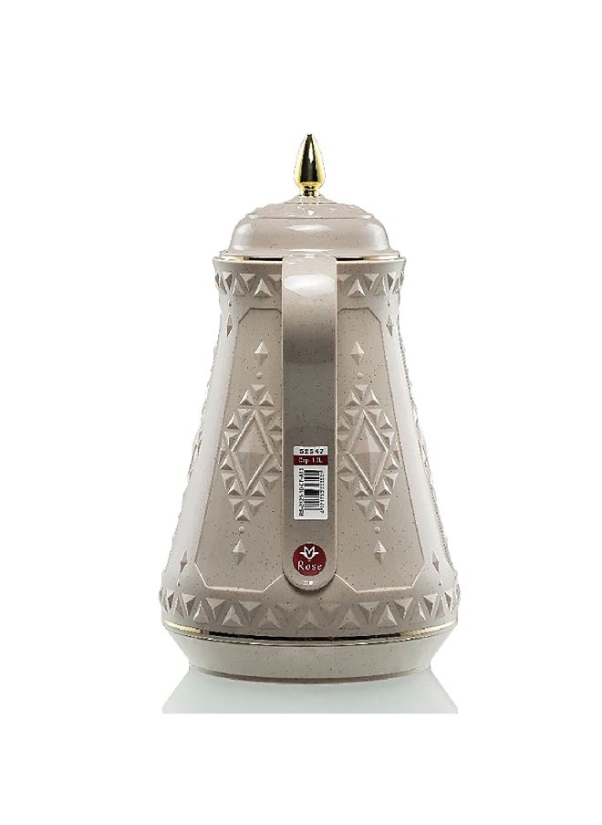 Rose - Plastic 2121 Compact Design Coffee Thermos with Ergonomic Handle Off-White and Gold 1 L 52547 - Image 1