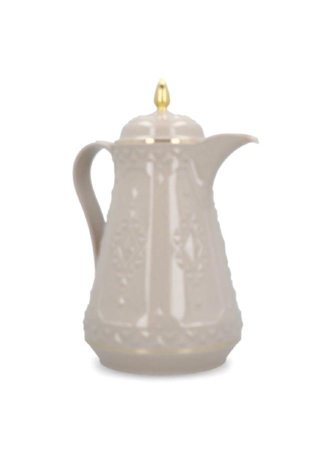 Rose - Plastic 2121 Compact Design Coffee Thermos with Ergonomic Handle Off-White and Gold 1 L 52547 - Image 1