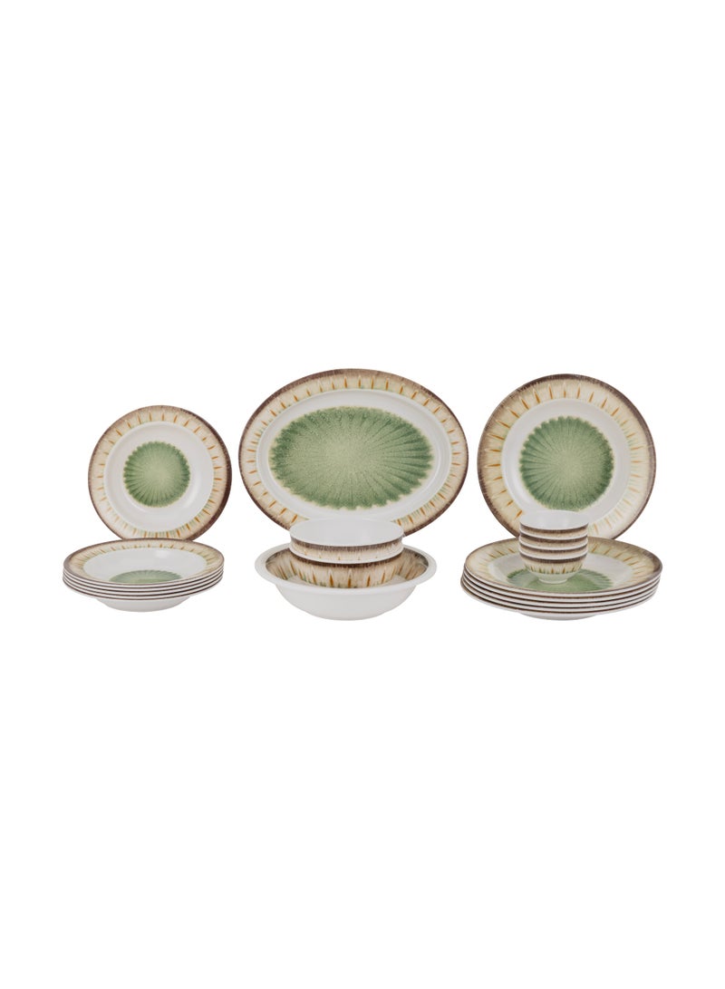 Royalford Greenyard 20pcs Melamine Dinner Set- RF12946/ Includes Oval Tray, Deep Plates, Salad, Rice and Side Bowls/ Dishwasher-Safe and Freezer-Friendly/ Eco-Friendly and Food-Grade Multicolor - Image 3