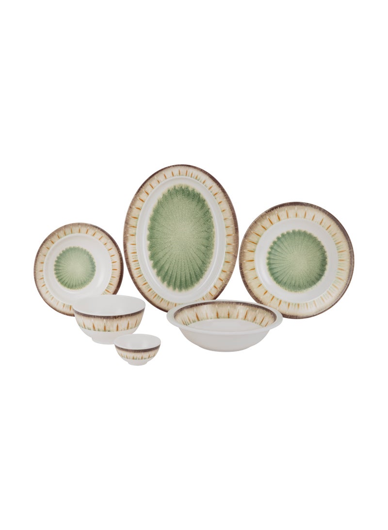 Royalford Greenyard 20pcs Melamine Dinner Set- RF12946/ Includes Oval Tray, Deep Plates, Salad, Rice and Side Bowls/ Dishwasher-Safe and Freezer-Friendly/ Eco-Friendly and Food-Grade Multicolor - Image 1