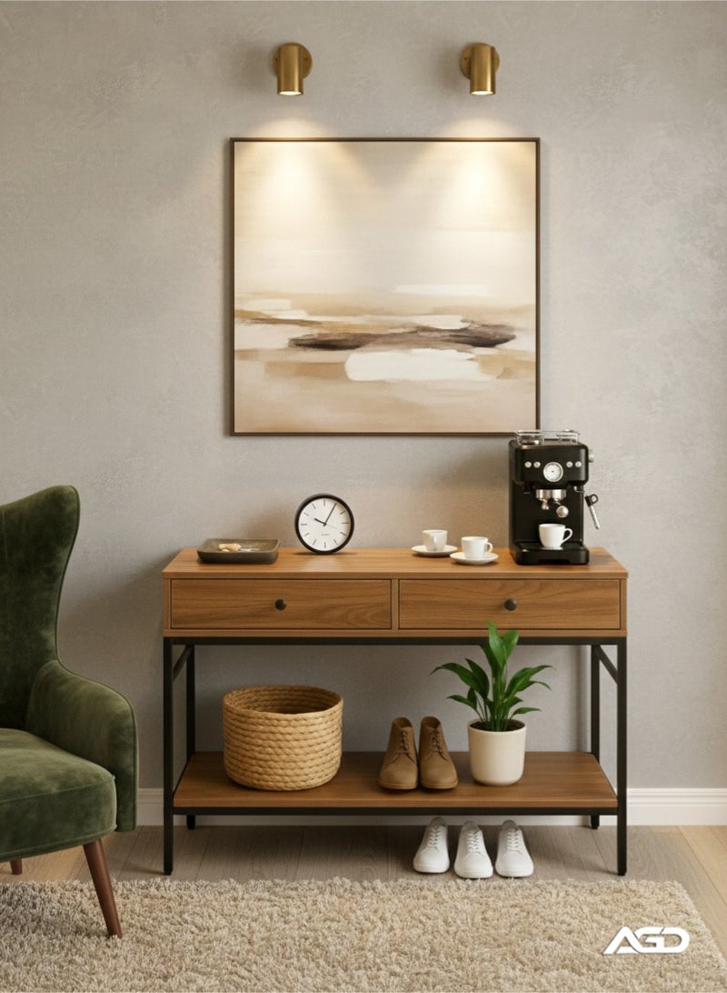 AGD Two-Tier Console Table with Two Storage Drawers, 120x35x80 cm, for Entryway and Living room - Image 3