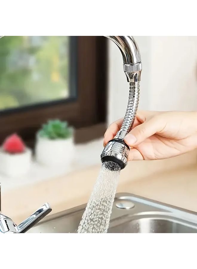 صنبور ممتد مع عنق الإوزة المرن قابل لضبط الارتفاع موصل ABS فضي - Image 5