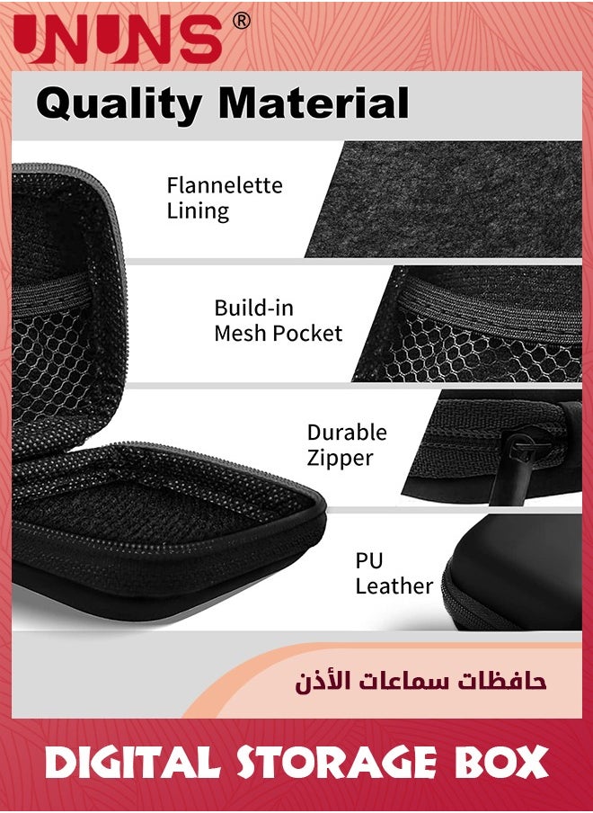UNUNS Square Earbud Case,Portable Earphone Case Storage,EVA Headphone Bag With Stainless Steel Carabiner,Phone Accessories Organizer Mini Earbud Pouch For Earpieces, SD Memory Card, Camera Chips,Black  - Image 5