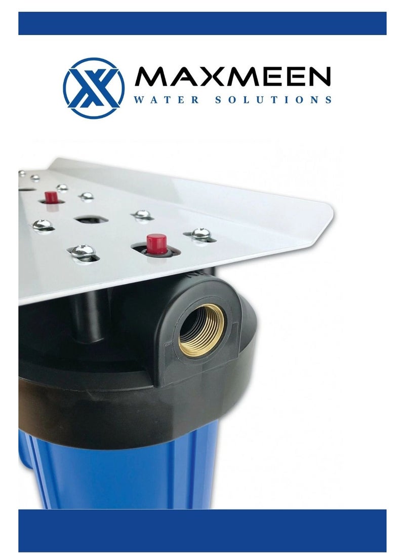ماكسمين فلتر مياه ثلاثي  جامبو 10 بوصة – هيكل أزرق – فلتر رواسب + كربون – مدخل/مخرج 1" (إزالة الرواسب، الروائح وتحسين الطعم) - Maxmeen Water - Image 3