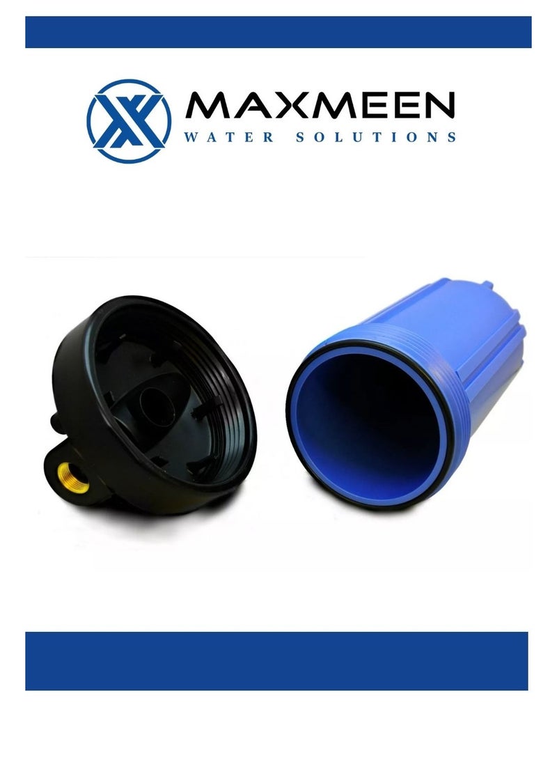 ماكسمين فلتر مياه ثلاثي  جامبو 10 بوصة – هيكل أزرق – فلتر رواسب + كربون – مدخل/مخرج 1" (إزالة الرواسب، الروائح وتحسين الطعم) - Maxmeen Water - Image 5