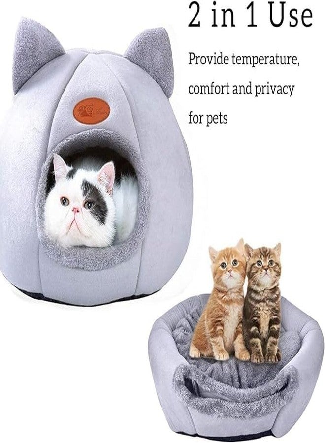 MIXEN Warm Cat Bed Cat Cave with Removable Washable Cushioned Pillow Kitten Nest Cute Cat Head Shape House for Cats Puppy Small Dogs - Image 2