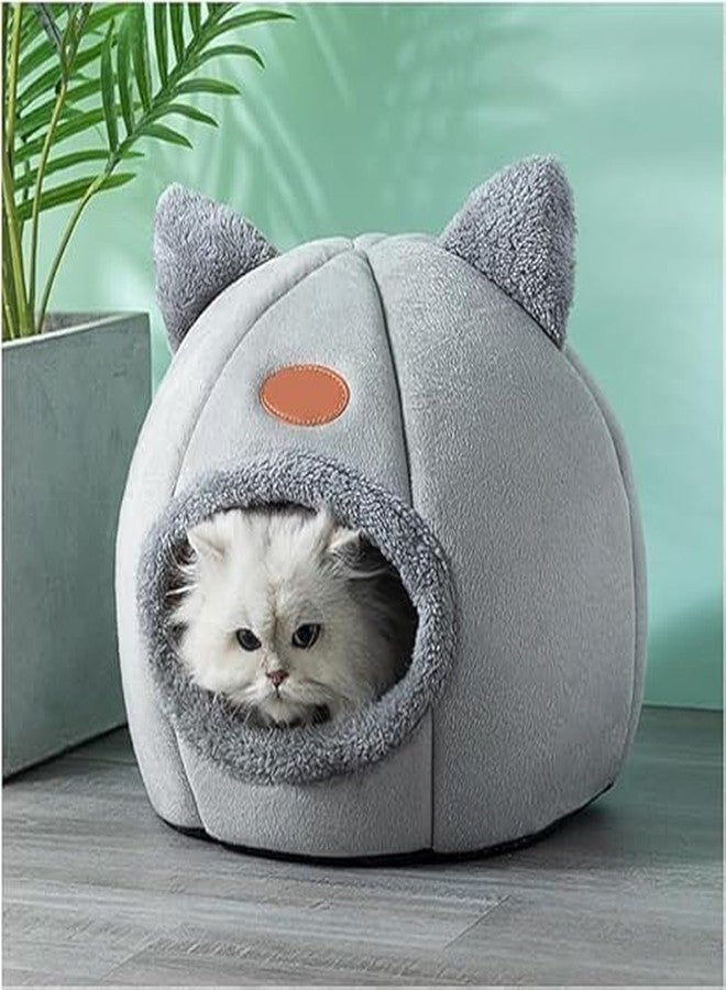 MIXEN Warm Cat Bed Cat Cave with Removable Washable Cushioned Pillow Kitten Nest Cute Cat Head Shape House for Cats Puppy Small Dogs - Image 1