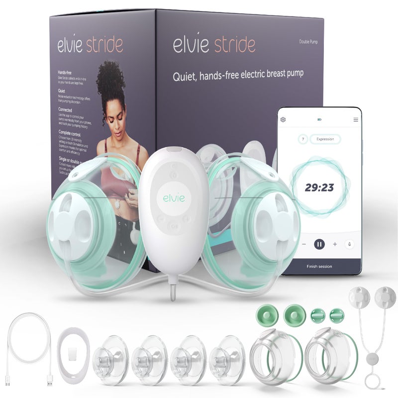Elvie Stride Hospital-Grade, App-Controlled Breast Pump - Hands-Free, Wearable, Ultra-Quiet & Electric with 2-Modes, 10-Settings & 5oz Capacity per Cup - Image 1