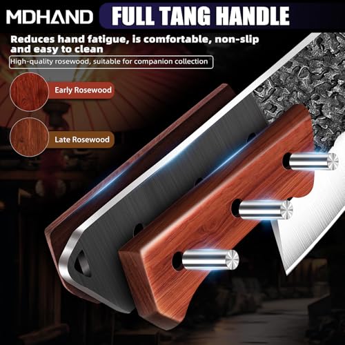 MDHAND Butcher Knife Set, 8PCS Hand Forged Butcher Chef Knife Set with Gift Box, Meat Cleaver Knife for Kitchen, Bone Chopper Knives & Viking Knives for Home & Outdoor Camping BBQ, Gift for Men - Image 4