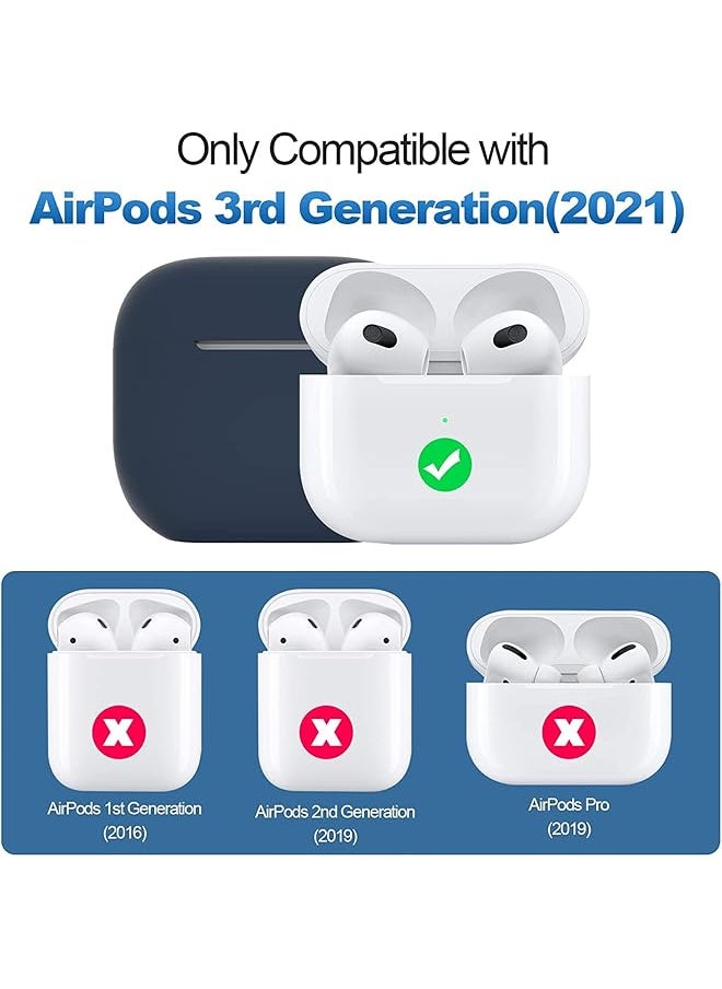 erorex - Airpods 3 Case Cover With Keychain Full Body Protective Shockproof Cute Soft Silicone Compatible With Airpods 3Rd Generation Case For Women Men Front Led Visible Blue - Image 1