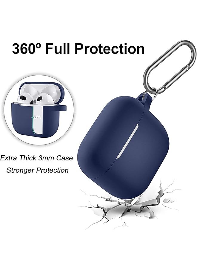 erorex - Airpods 3 Case Cover With Keychain Full Body Protective Shockproof Cute Soft Silicone Compatible With Airpods 3Rd Generation Case For Women Men Front Led Visible Blue - Image 1