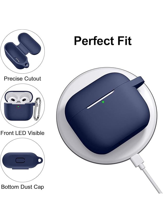 erorex - Airpods 3 Case Cover With Keychain Full Body Protective Shockproof Cute Soft Silicone Compatible With Airpods 3Rd Generation Case For Women Men Front Led Visible Blue - Image 1