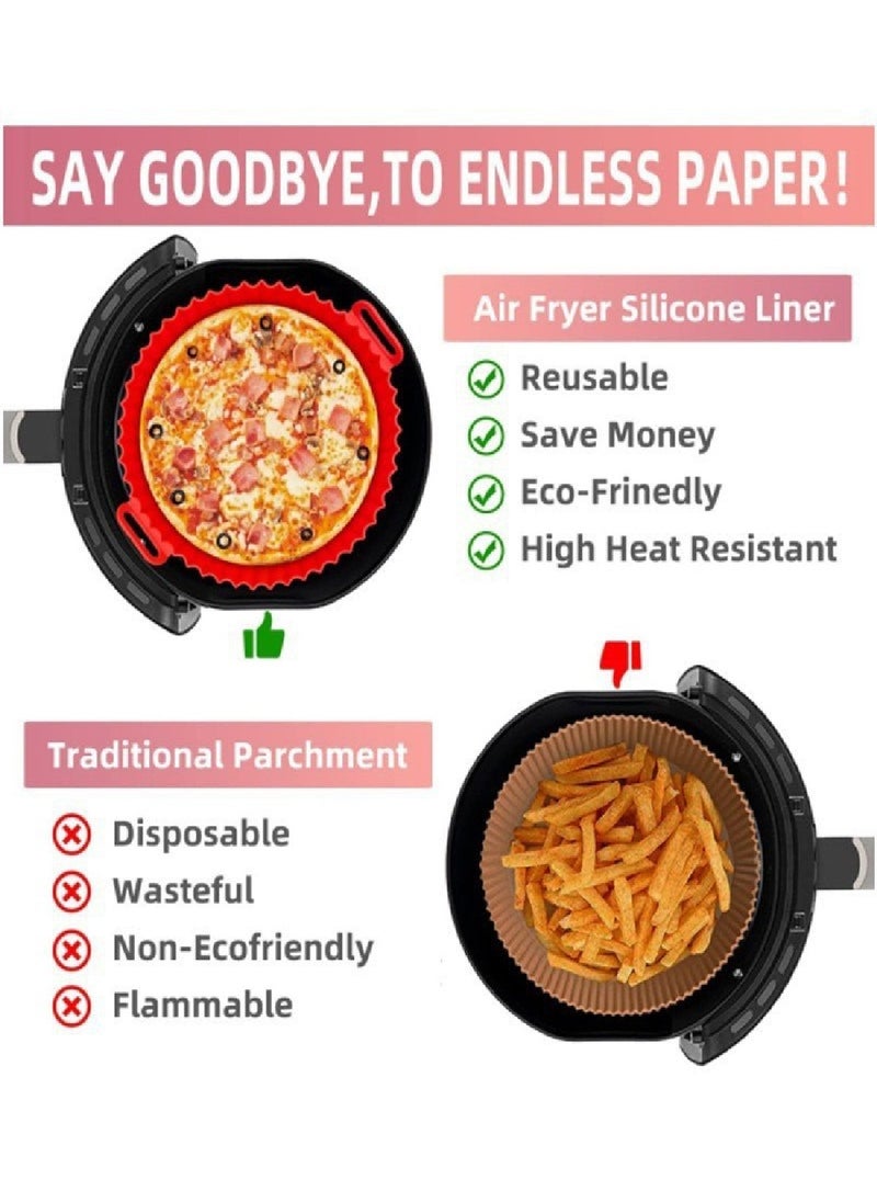 Genérico 2-Piece Air Fryer Silicone Pan Air Fryer Lined Round Baking Pan Suitable for Microwave Bakeware Reusable Air Fryer Accessories Silicone Cake Pan DIY Pizza Non-Stick Baking Pan Kitchen Baking Supplies  - Image 2