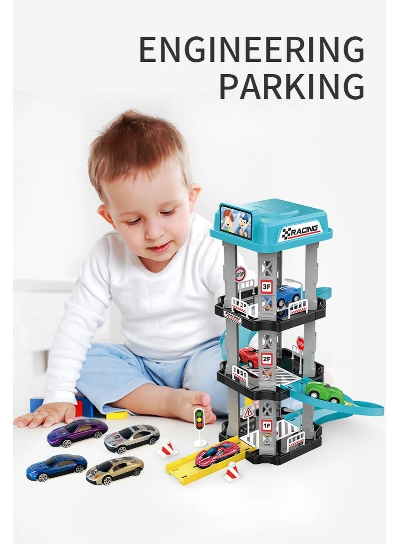 لحظة مرح لعبة مضمار ومنحدرات مع سيارات ومواقف - Image 5