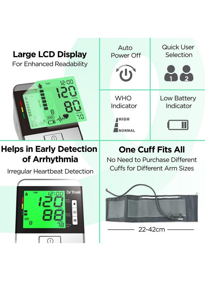Dr Trust(USA) Goldline Talking Automatic Digital Bp Monitor Machine, 3 Color backlight (Includes Adapter, Carry Bag, Batteries)- 103