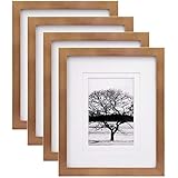 Egofine Egofine 8x10 Picture Frames 4 Pack, for Pictures 4x6 or 5x7 with Mat Made of Solid Wood for Table Top Display and Wall  - Image 1