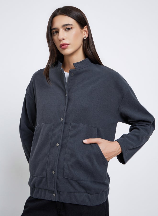 Take Two Women Grey Solid Utility Jacket - Image 3