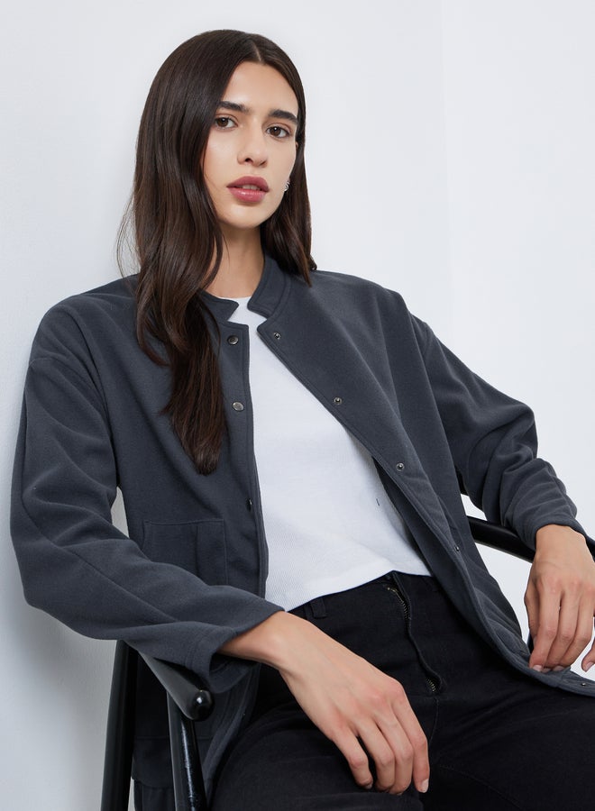 Take Two Women Grey Solid Utility Jacket - Image 1