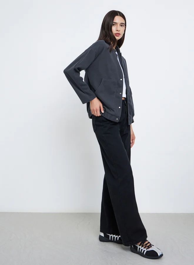 Take Two Take Two Women Grey Solid Utility Jacket