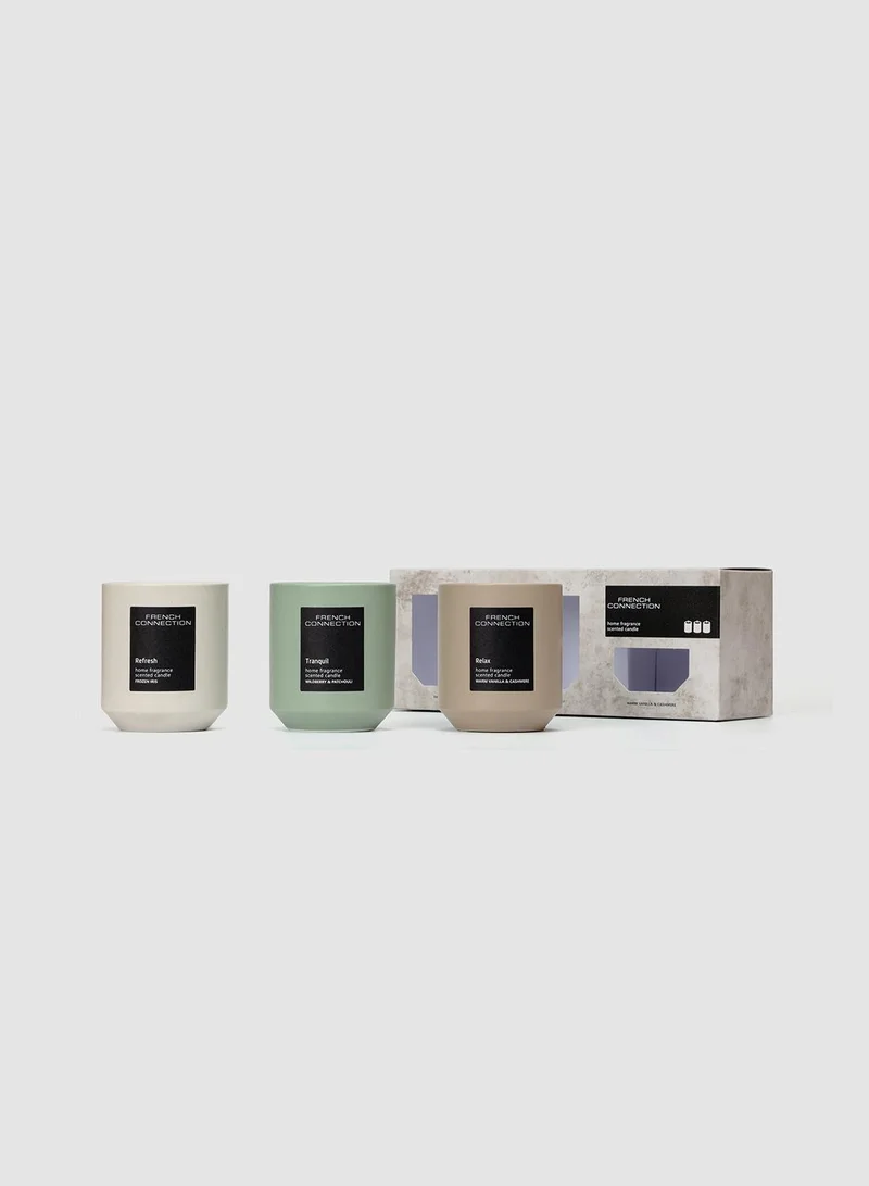 French Connection Stone range Trio of Candles Gift Set 3 X 140G
